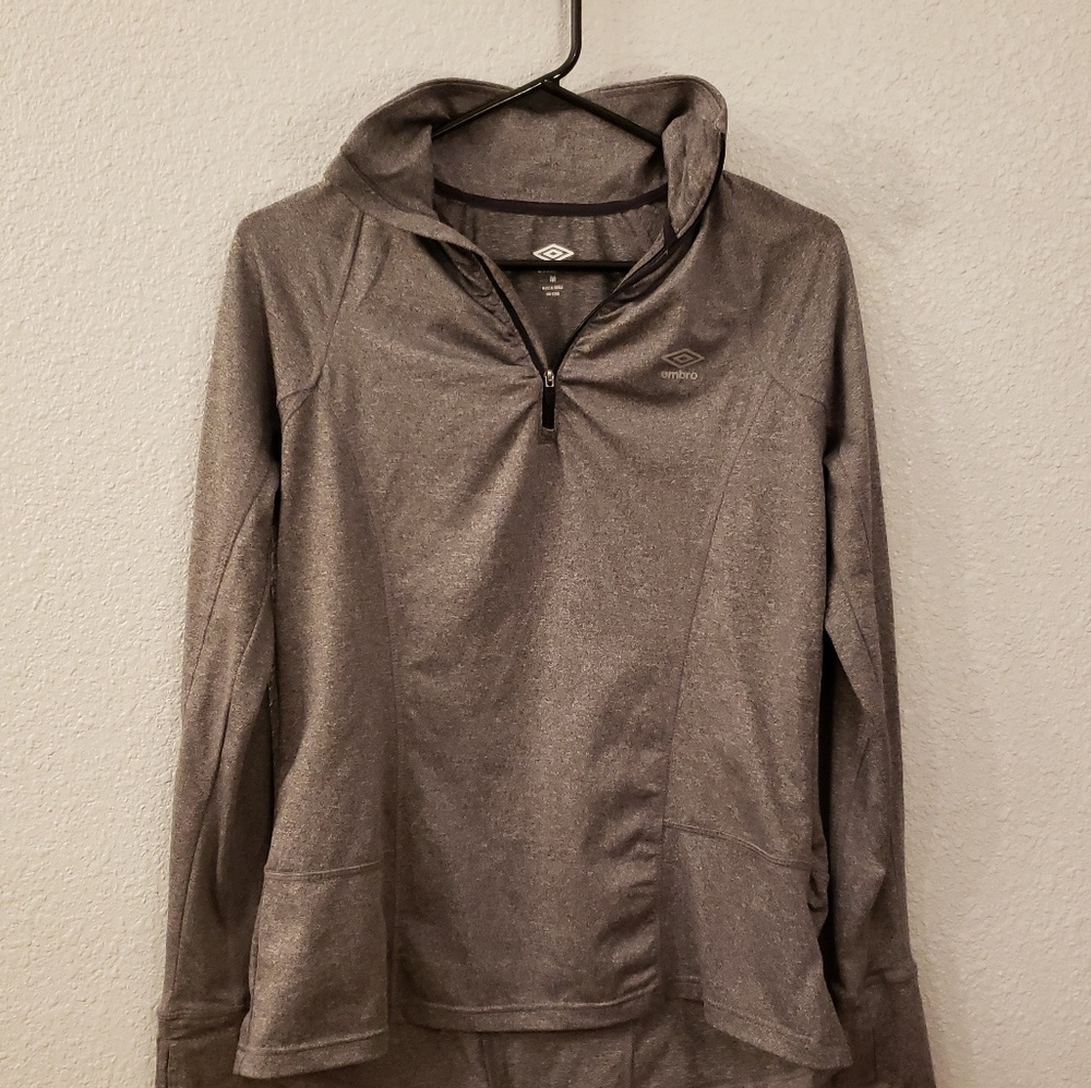 UMBRO HEATHER GRAY ATHLETIC 1/4 ZIP TOP